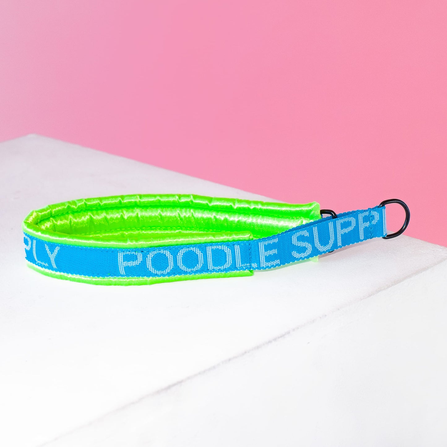 Poodle Mania Fluffy Martingale Satin Collar Lime Blue