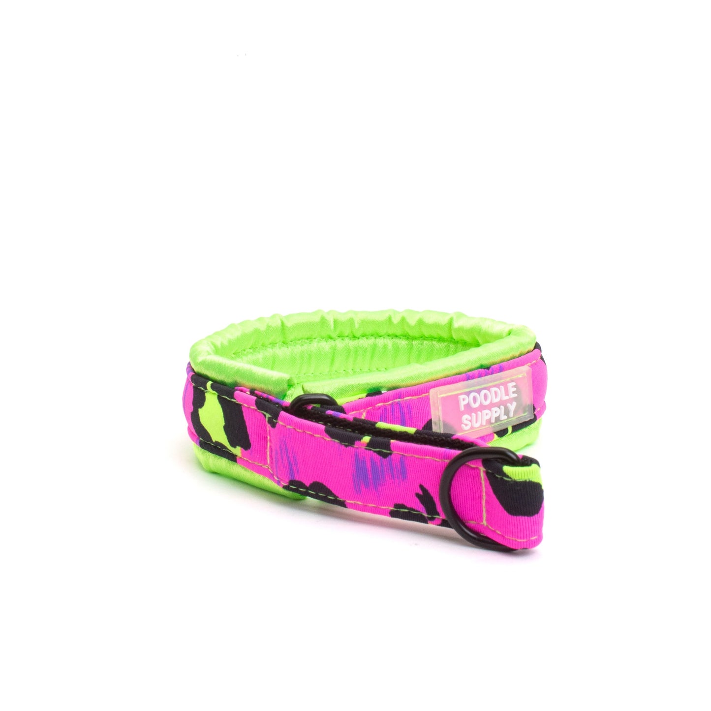 Fluffy Martingale Collar Electric Lime Cheetah