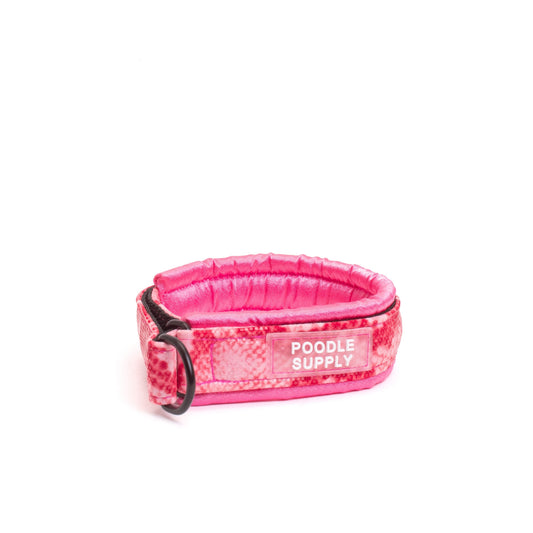 Fluffy Martingale Collar Pink Snake