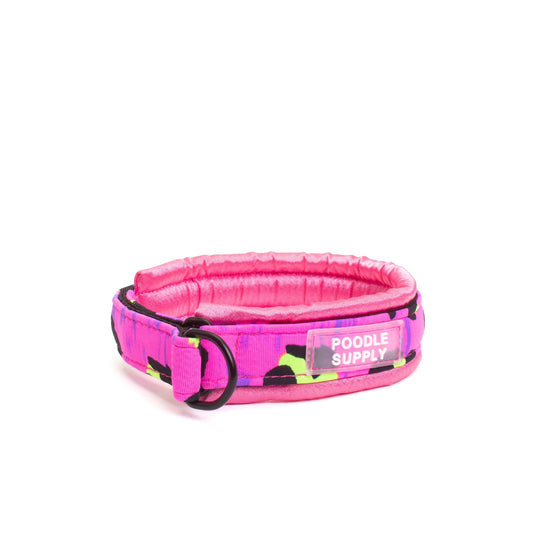 Fluffy Martingale Collar Neon Pink Cheetah
