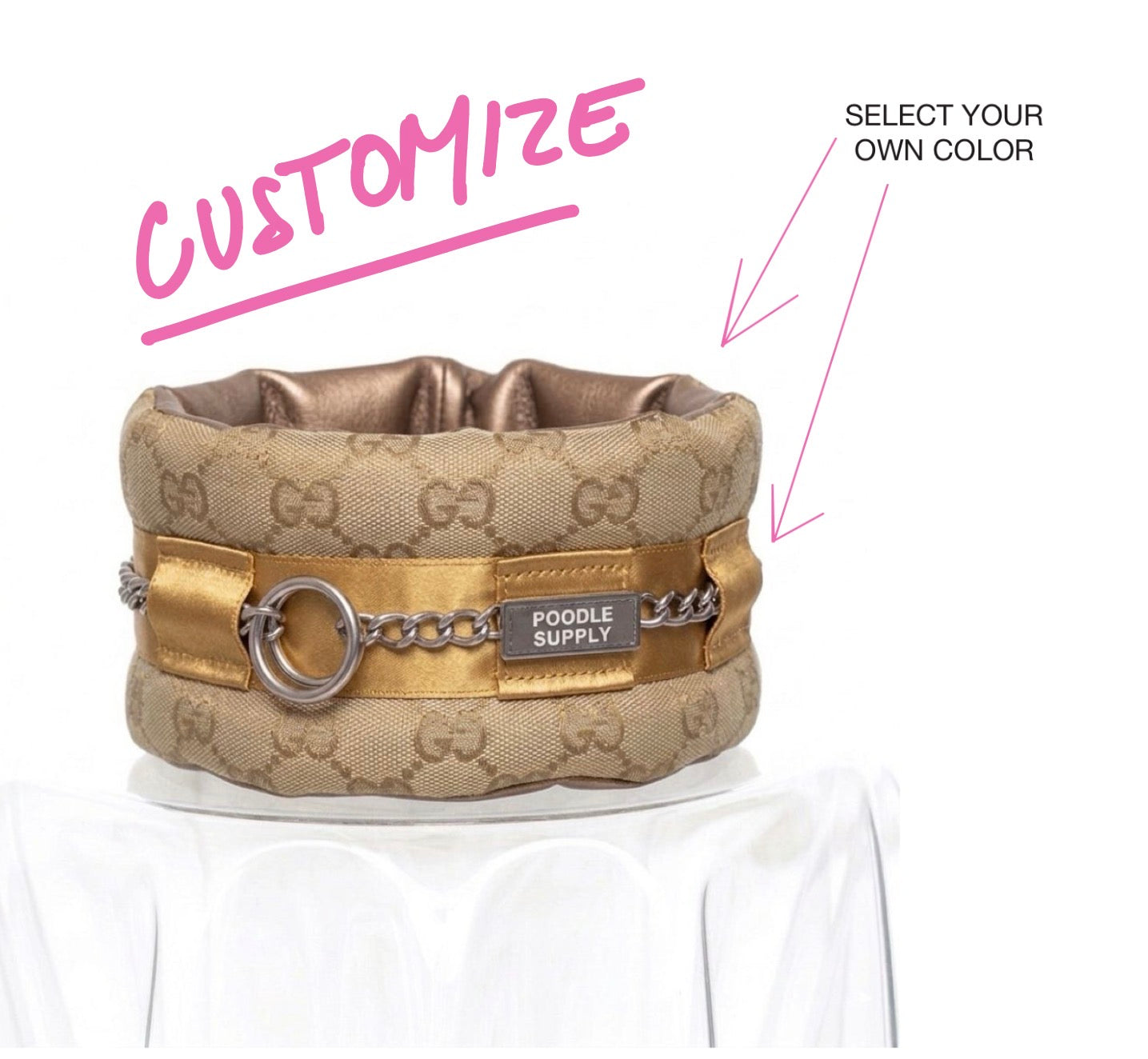 Fluffy Chain Collar Custom Color Italian Designer Beige
