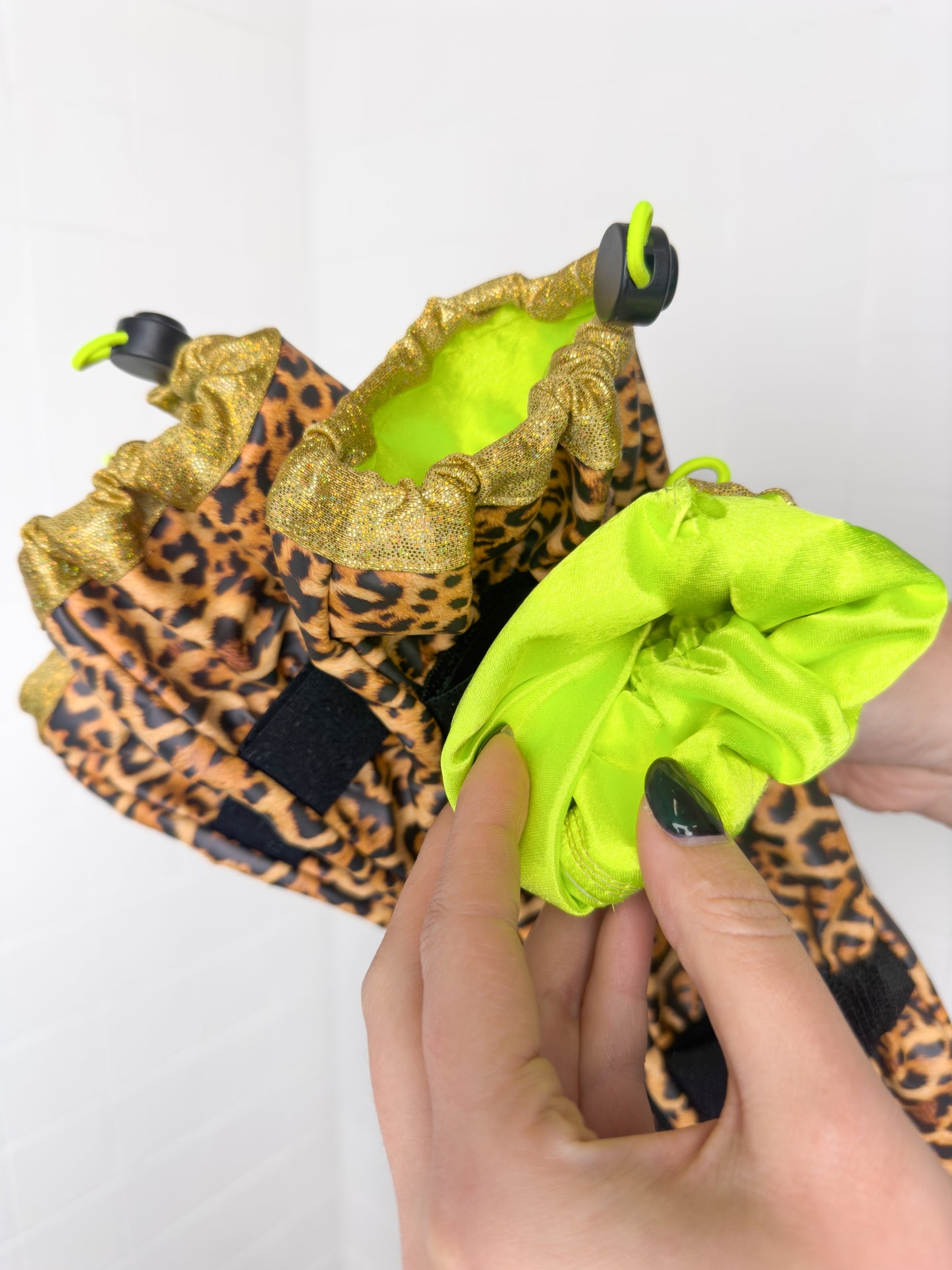 Poodle Supply Set 4 Leg Protectors Full Neon Lime Leopard Toy/ Miniature/ Medium