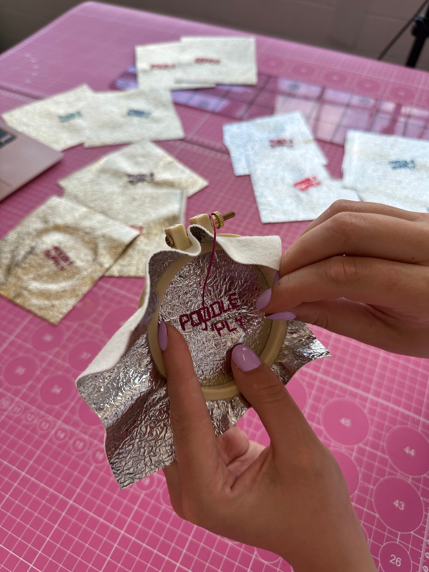 Poodle Charm Large Gold Magenta 002