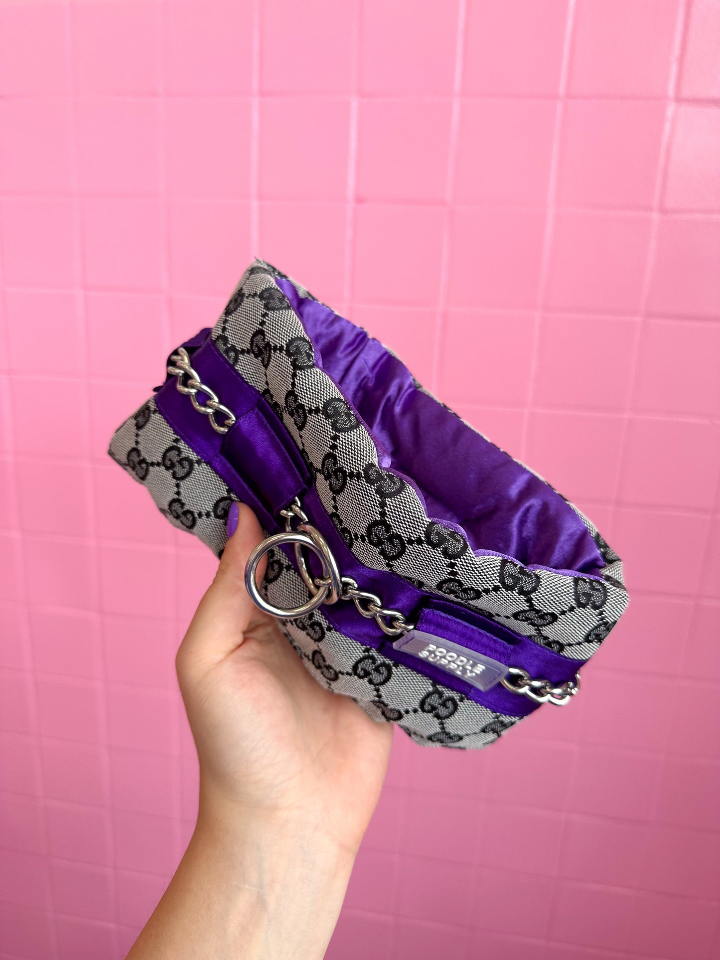 Fluffy Chain Collar Italian Designer Purple