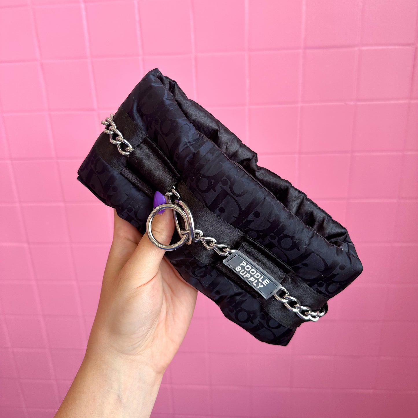 Fluffy Chain Collar French Designer Black