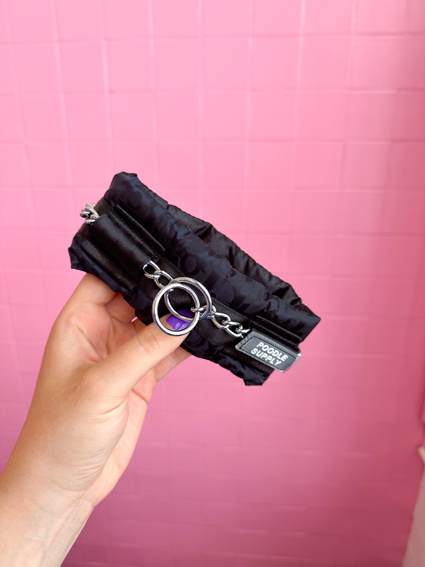 Fluffy Chain Collar French Designer Black