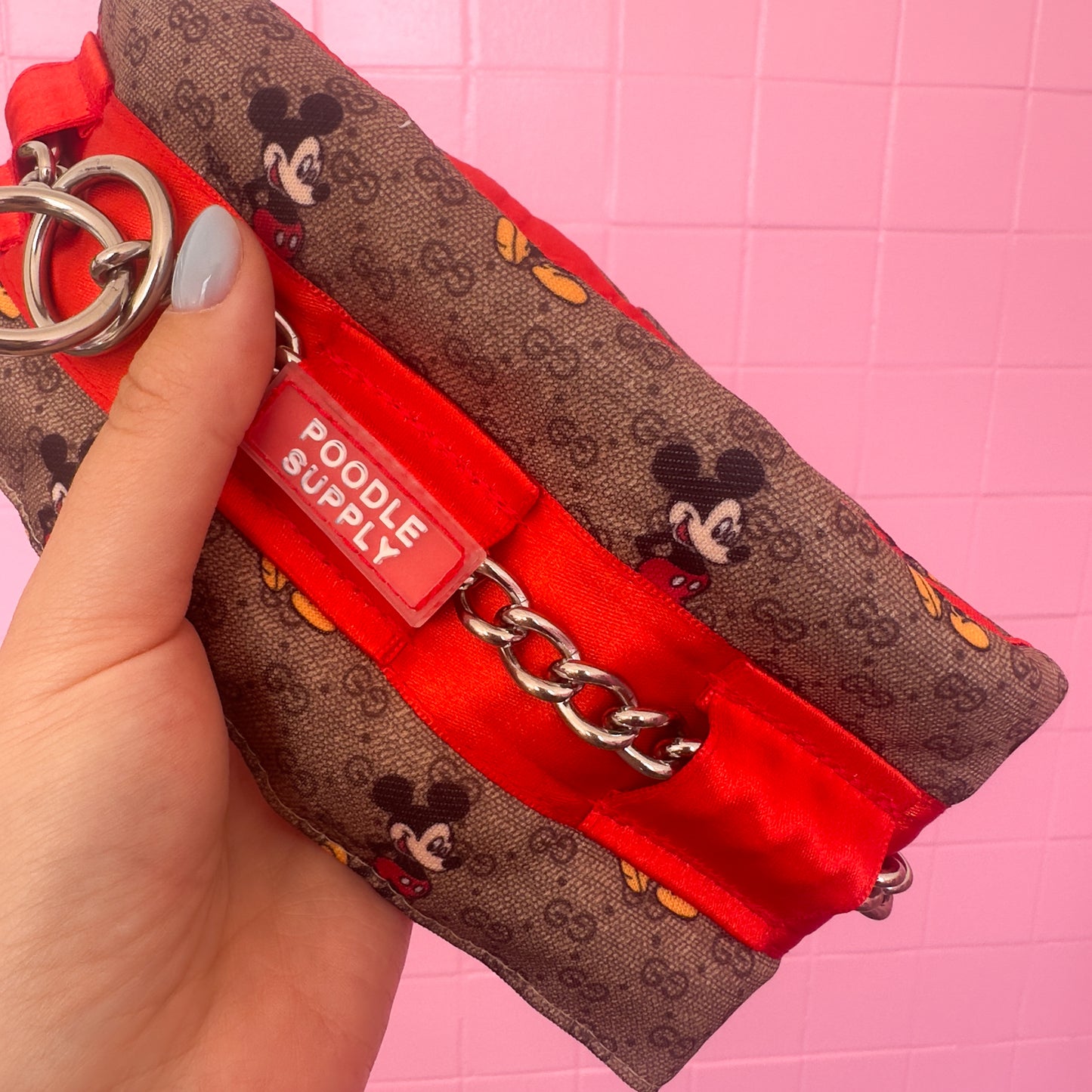 Fluffy Chain Collar Italian Designer Red Limited Edition