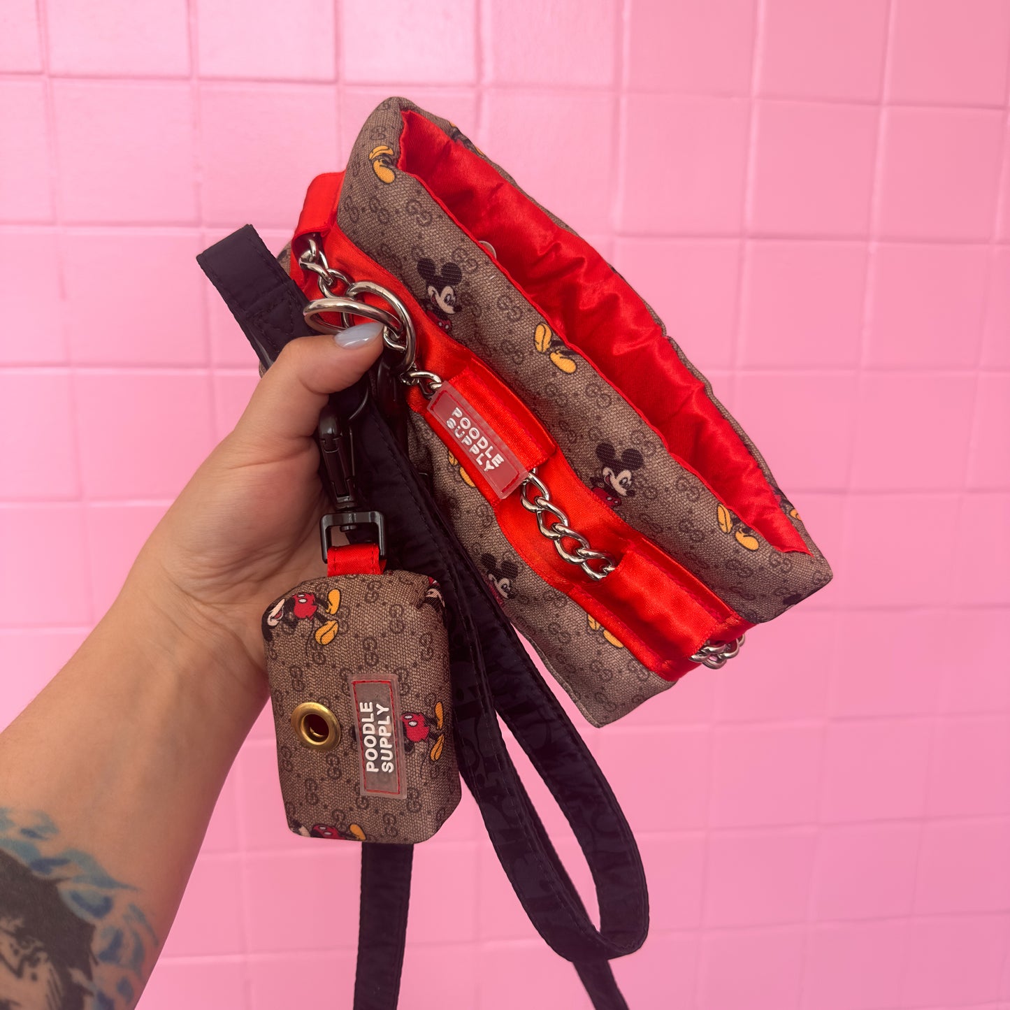 Fluffy Chain Collar Italian Designer Red Limited Edition