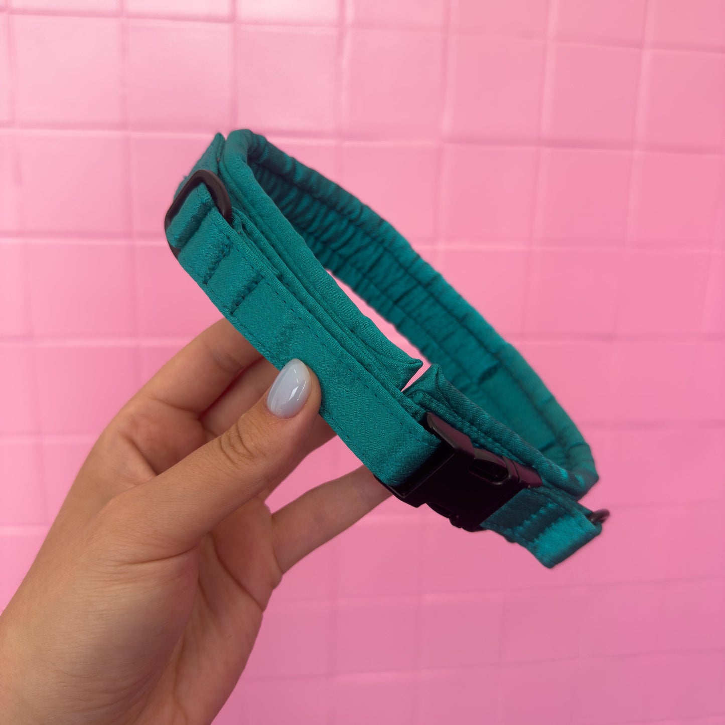 Fluffy Buckle Collar Teal