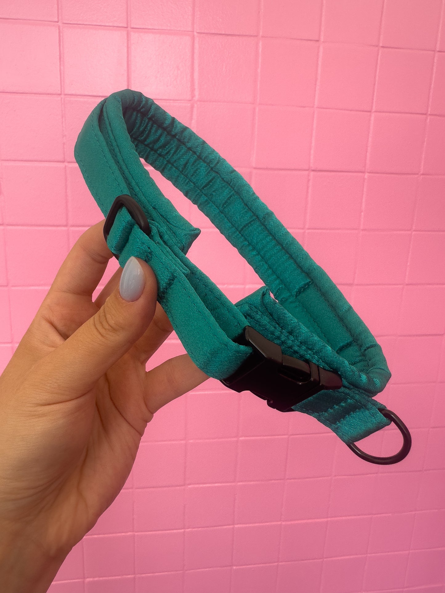 Fluffy Buckle Collar Teal