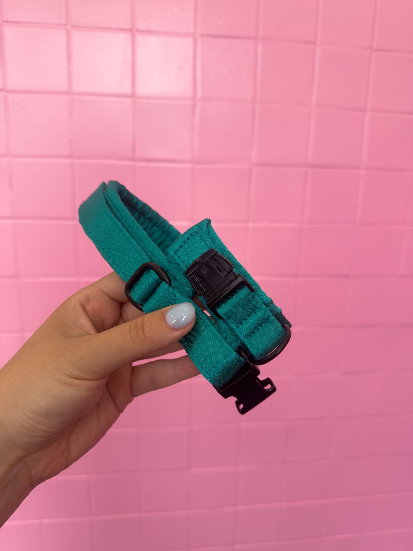 Fluffy Buckle Collar Teal