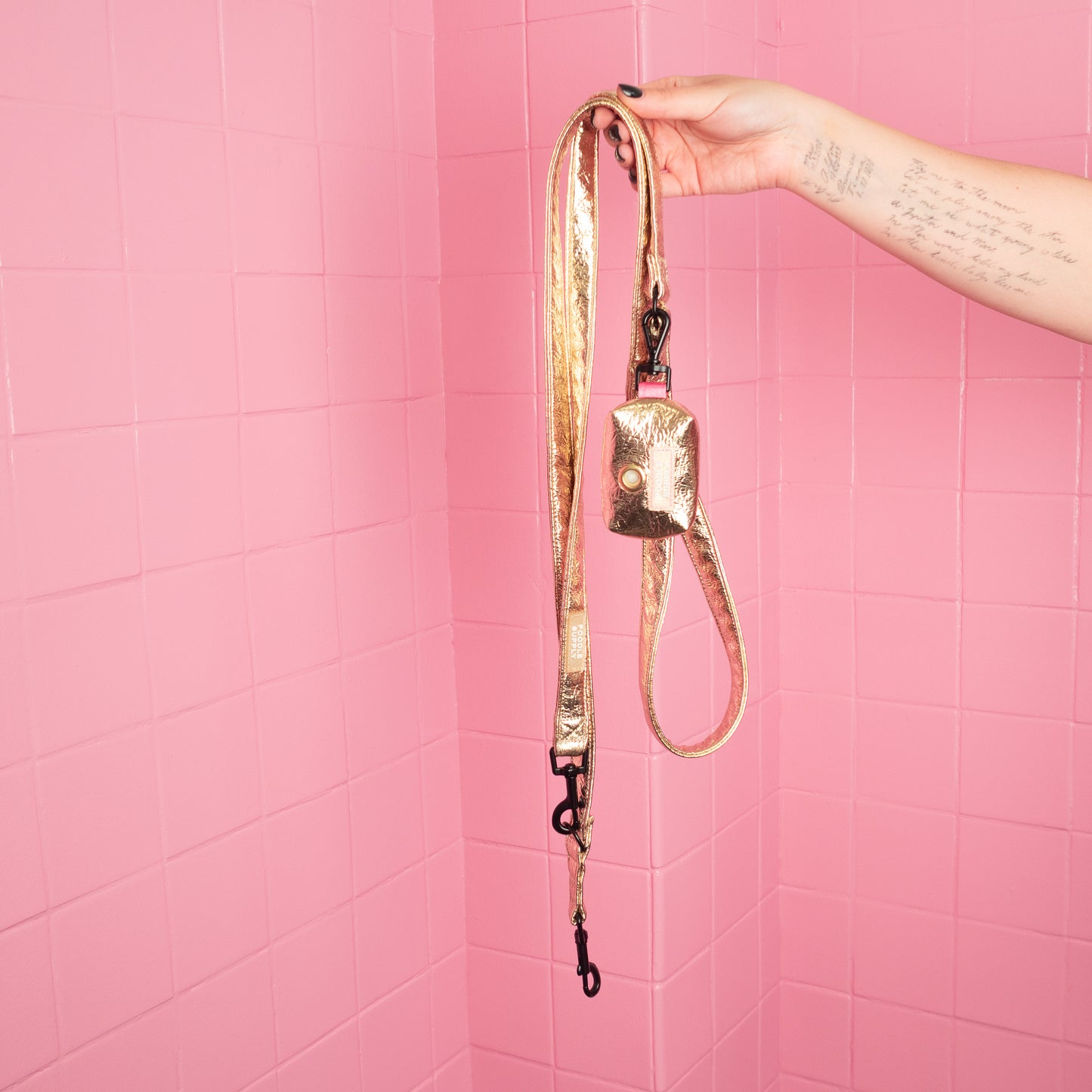 The Poop Bag - Eco Leather Midnight Sun with Pink