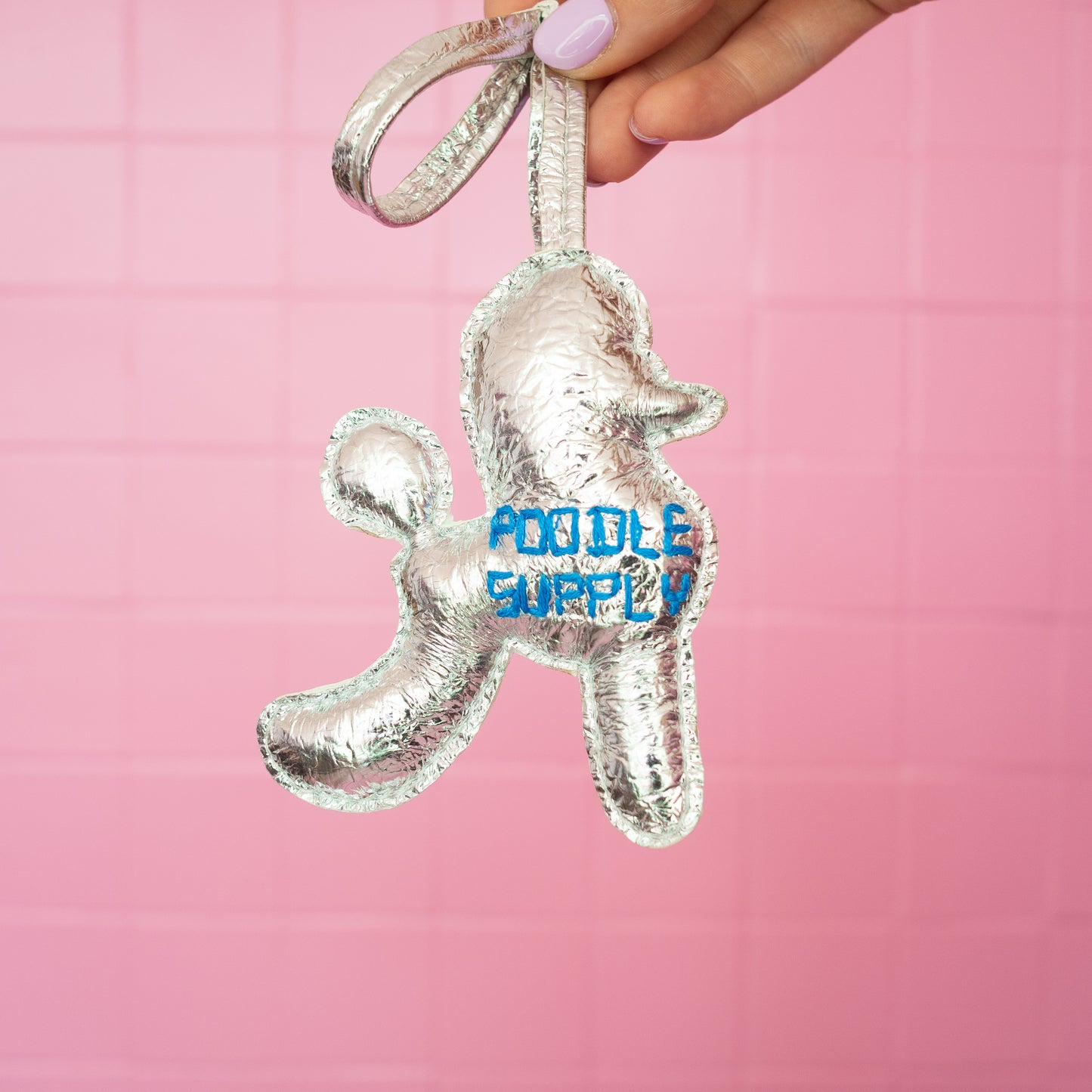Poodle Charm Silver Blue 006