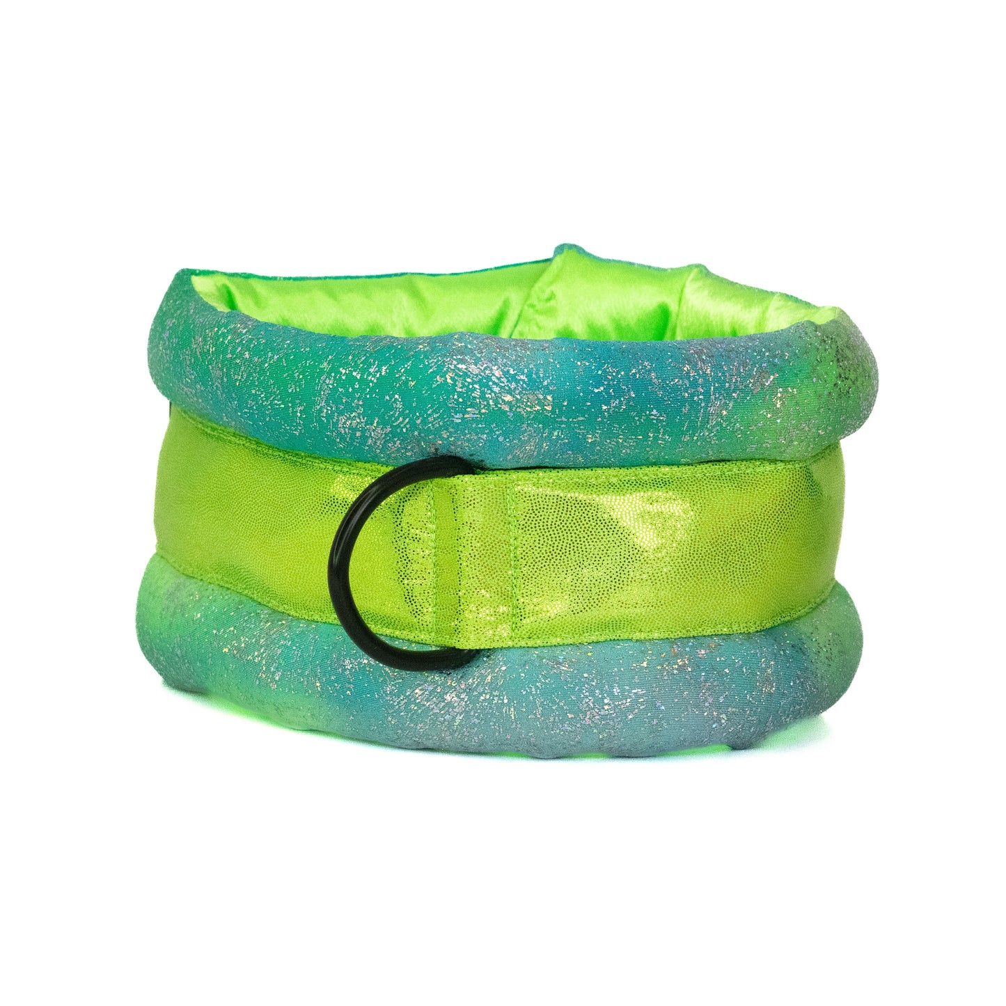 Standard Fluffy Magnetic Collar Lime Rainbow