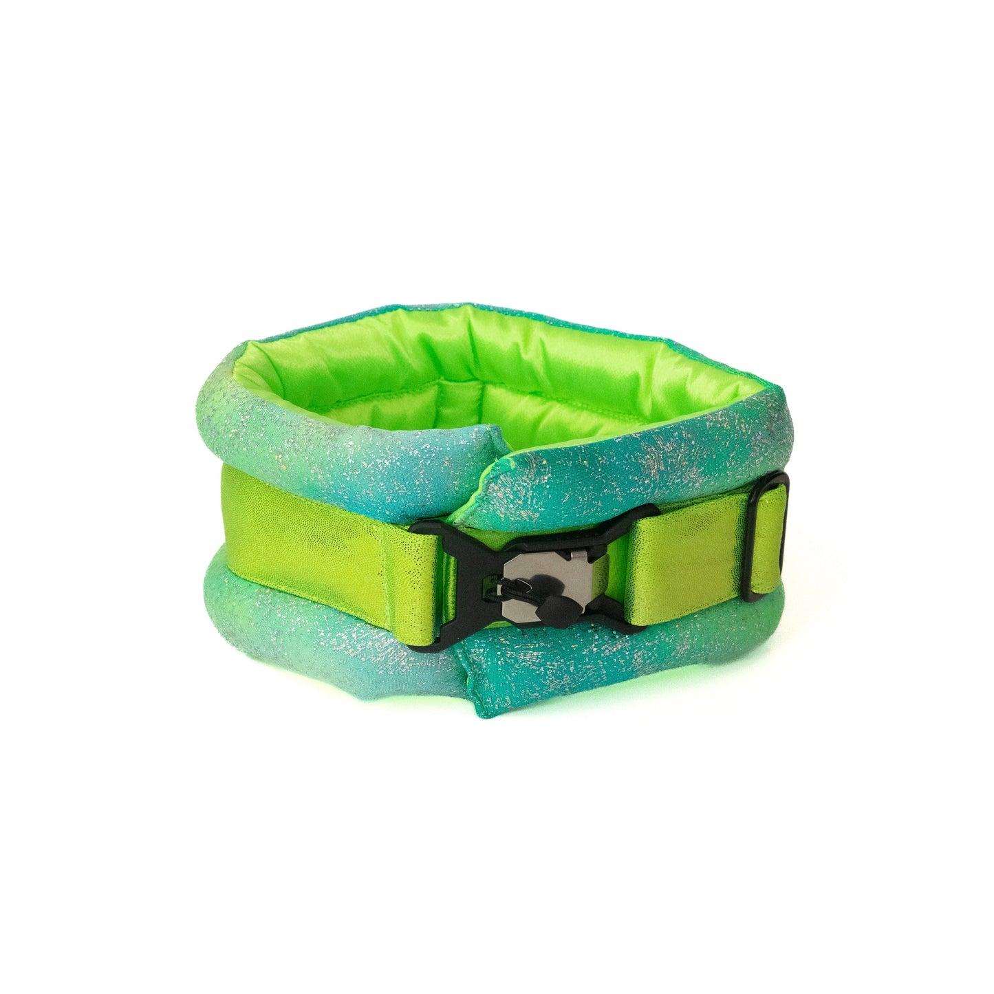 Toy / Miniature / Medium Fluffy Magnetic Collar Lime Rainbow