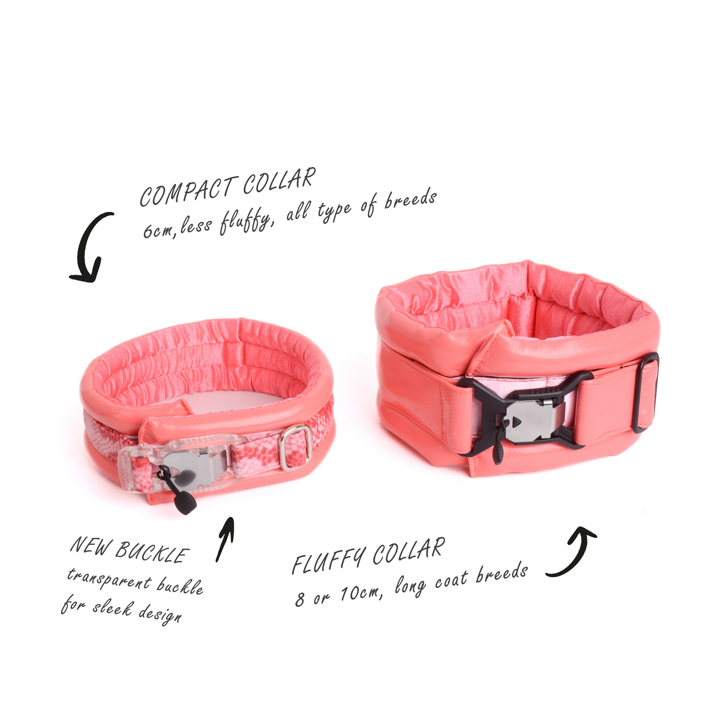 Standard Compact Magnetic Collar Eco Leather Coral