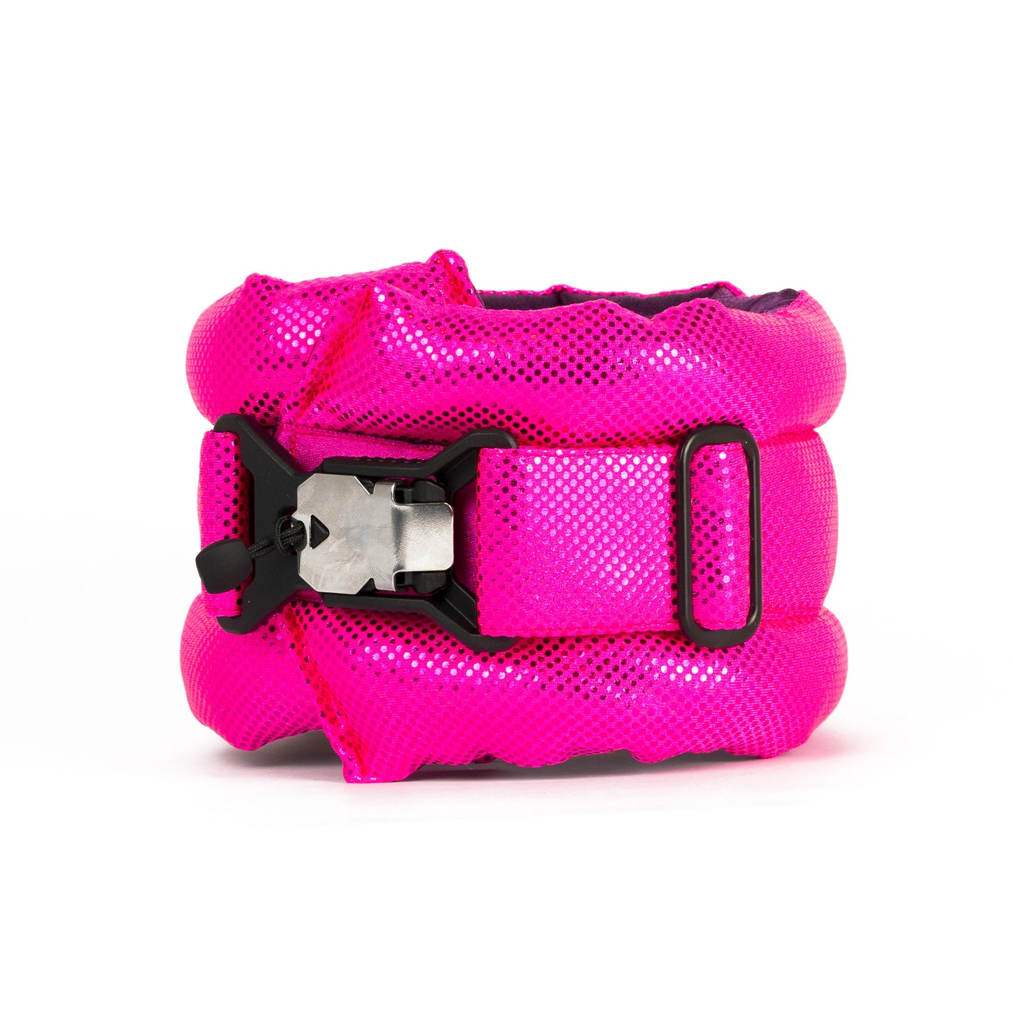 Standard Fluffy Magnetic Collar Metallic Ultra Neon Pink with Black