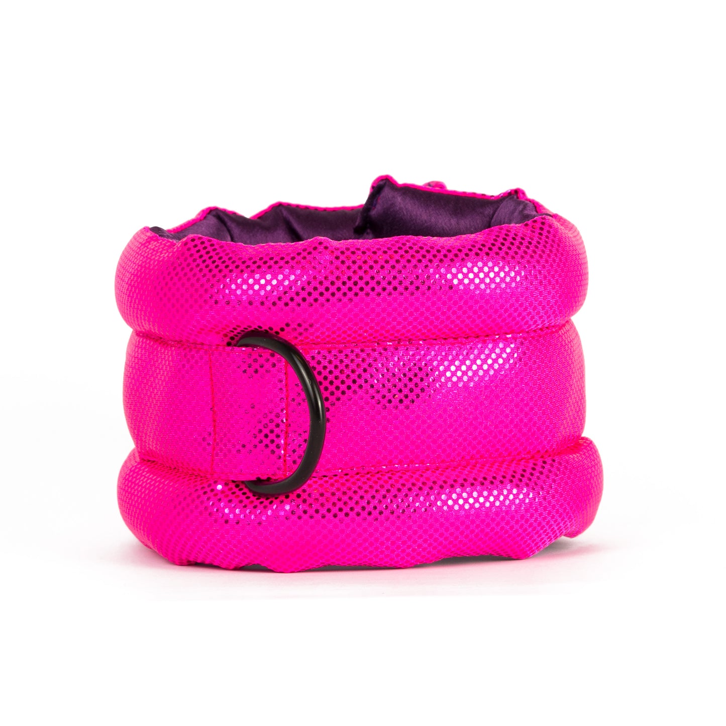 Standard Fluffy Magnetic Collar Metallic Ultra Neon Pink with Black