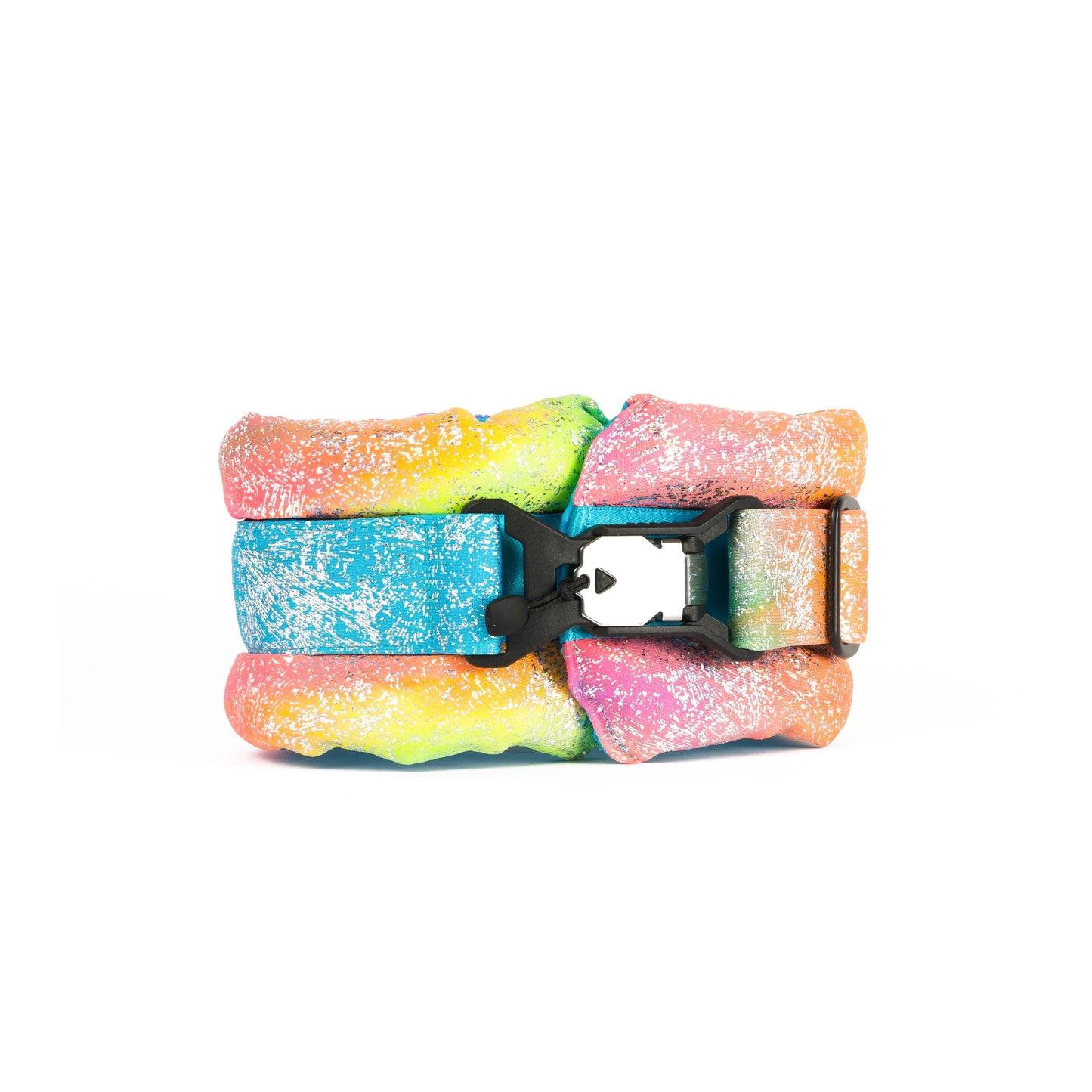 Toy / Miniature / Medium Fluffy Magnetic Collar Glossy Rainbow with Baby Blue
