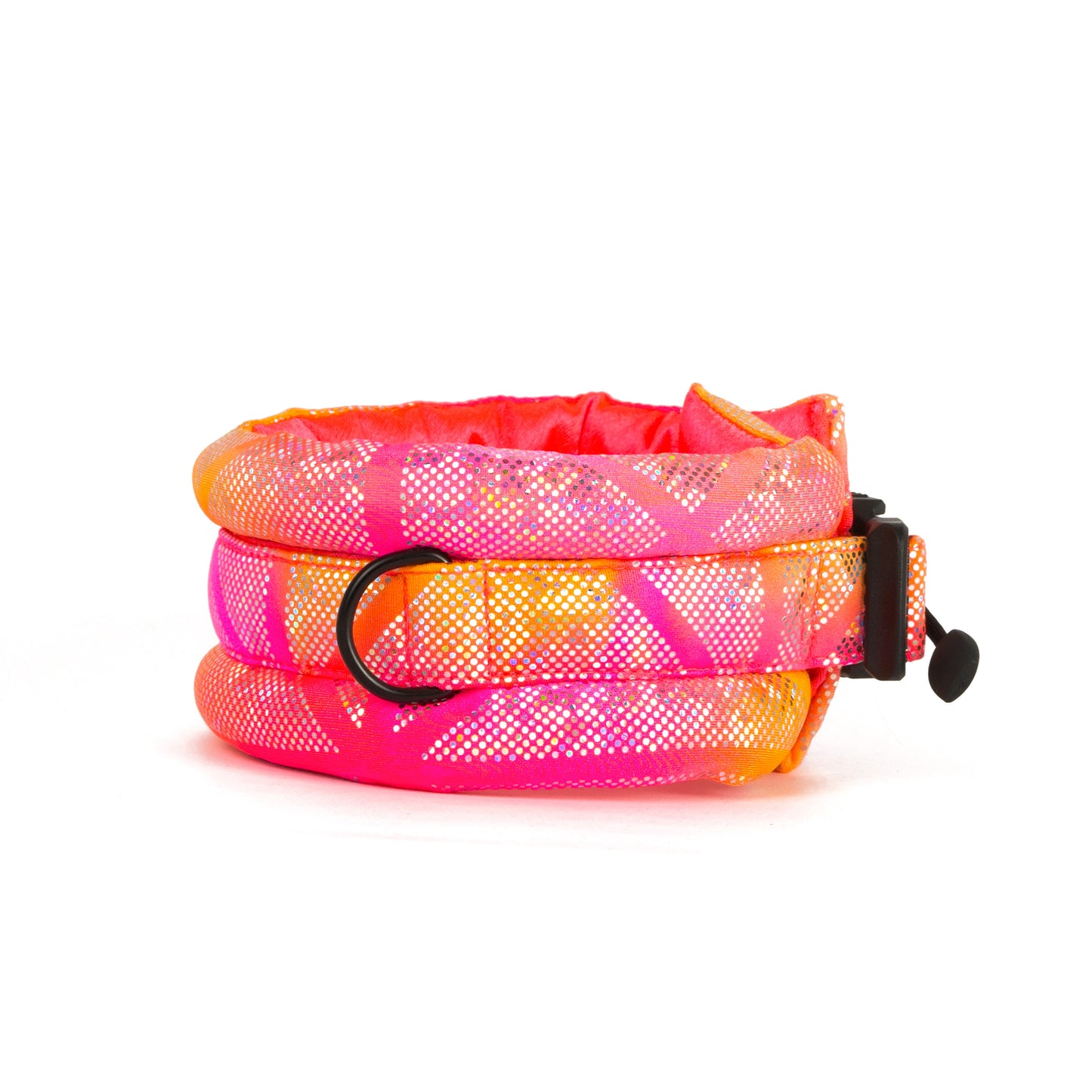 Toy / Miniature/ Medium Fluffy Magnetic Collar Neon Pink/Yellow Ombre with Neon Pink