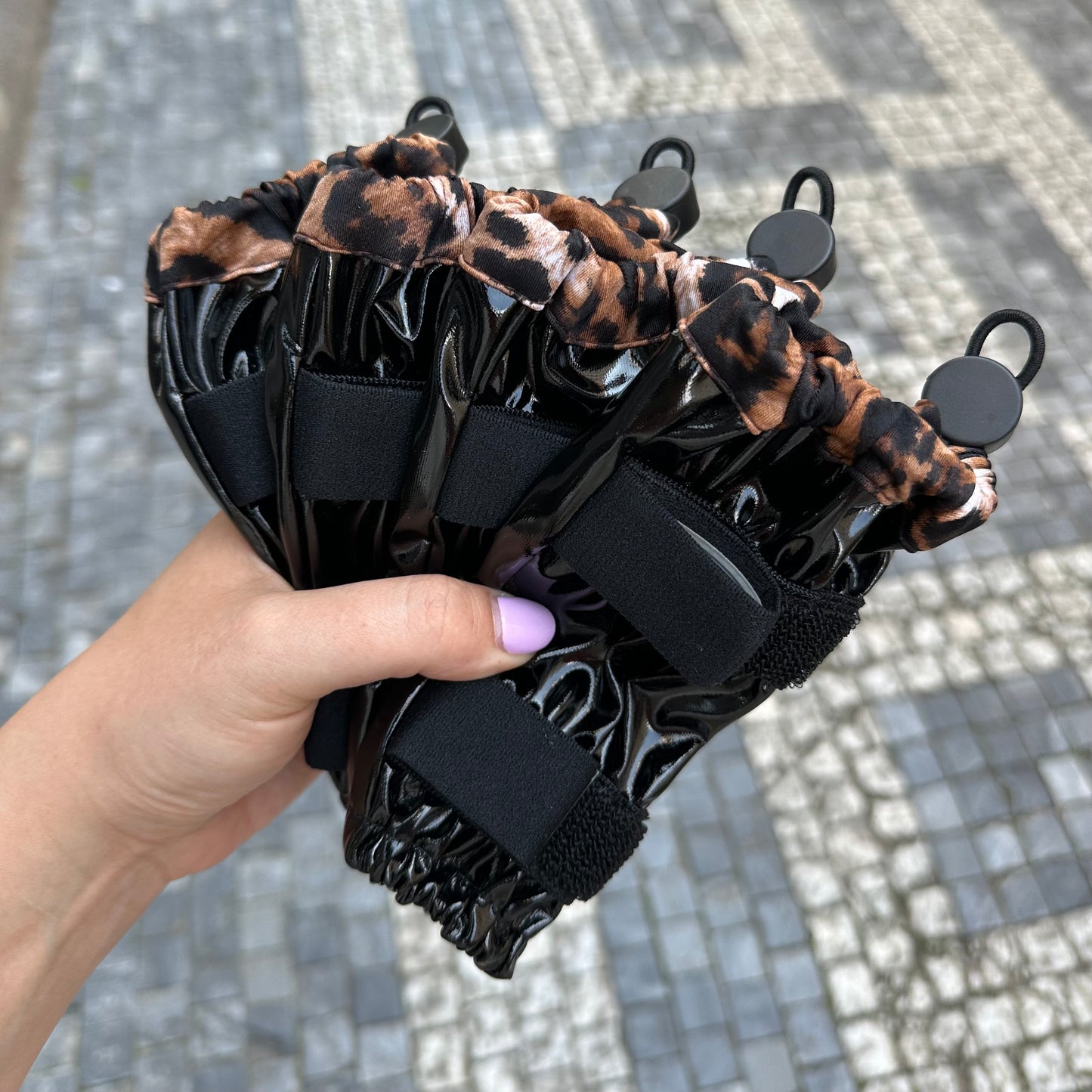 Poodle Supply Set 4 Leg Protectors Leopard Black Toy/ Miniature/ Medium