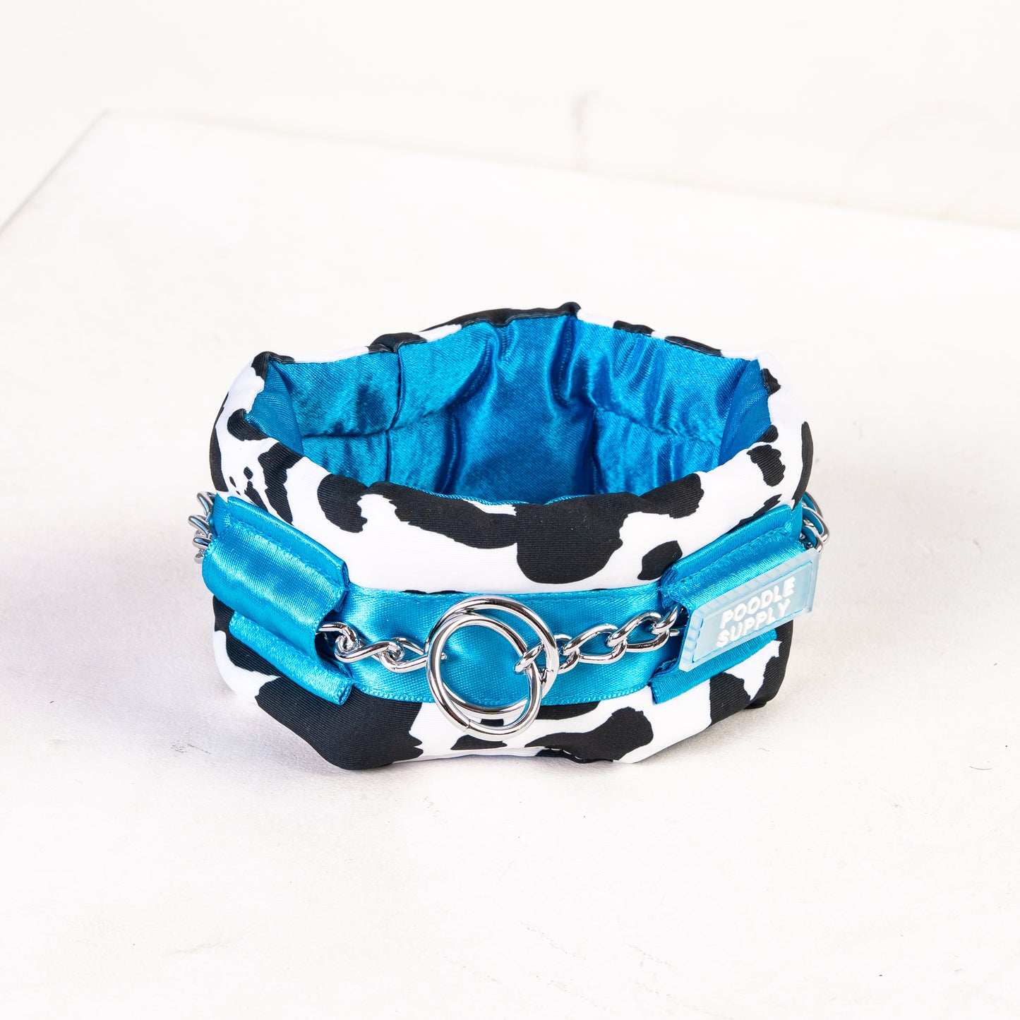 Fluffy Chain Collar - Cow - Blueberry Shake