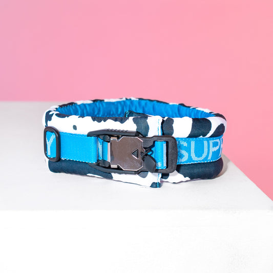 Poodle Mania Fluffy Magnetic Collar Blue Cow