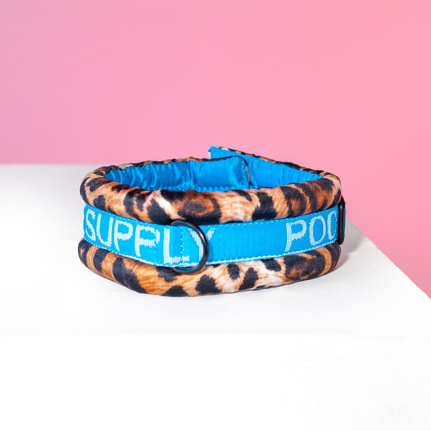 Poodle Mania Fluffy Magnetic Collar Blue Leopard