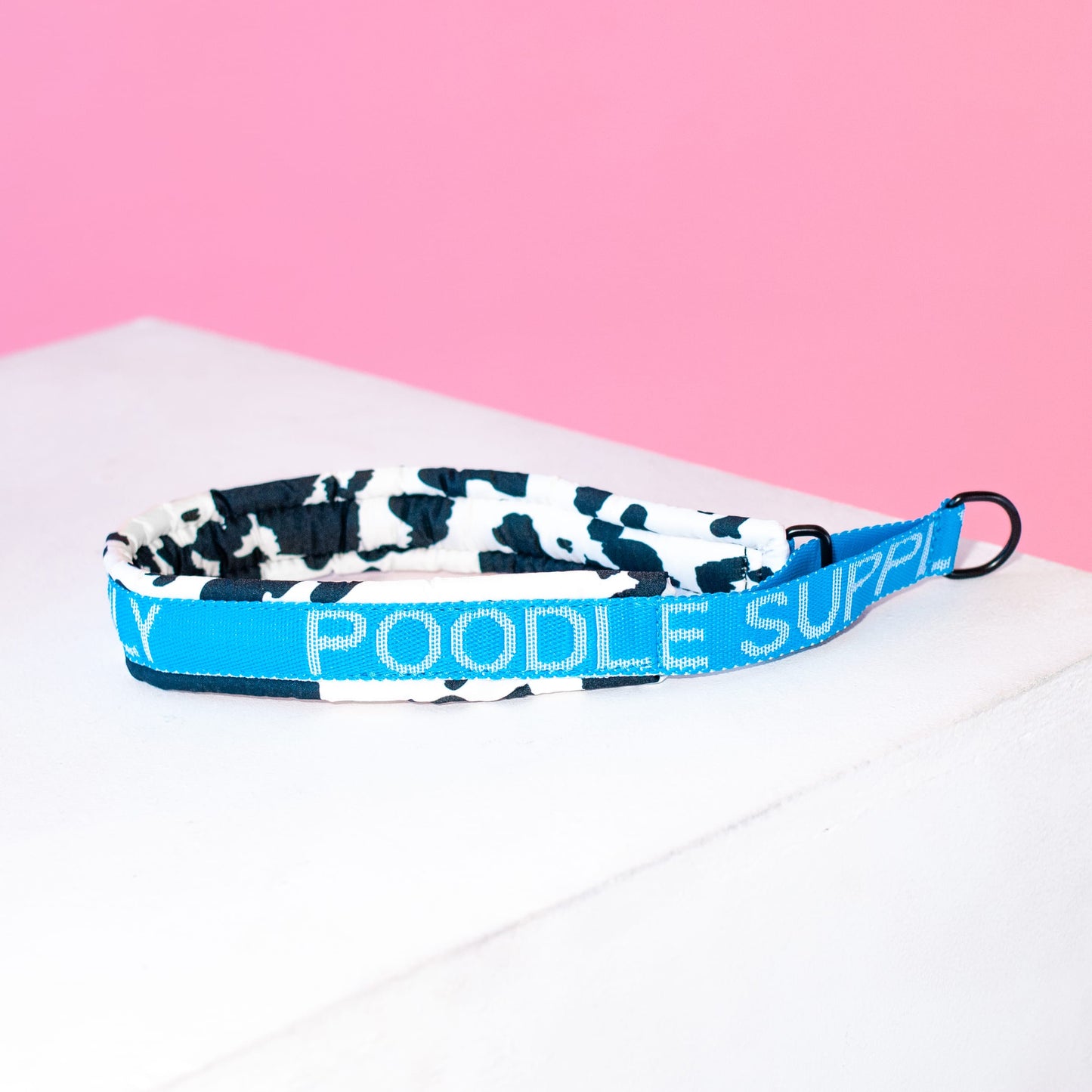 Poodle Mania Fluffy Martingale Satin Collar Blue Cow