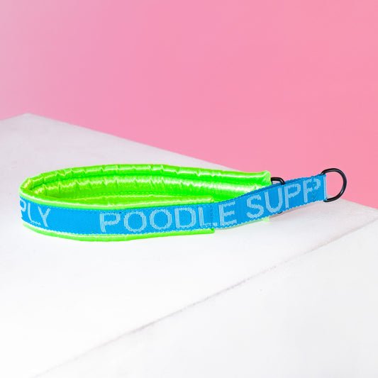 Poodle Mania Fluffy Martingale Satin Collar Lime Blue