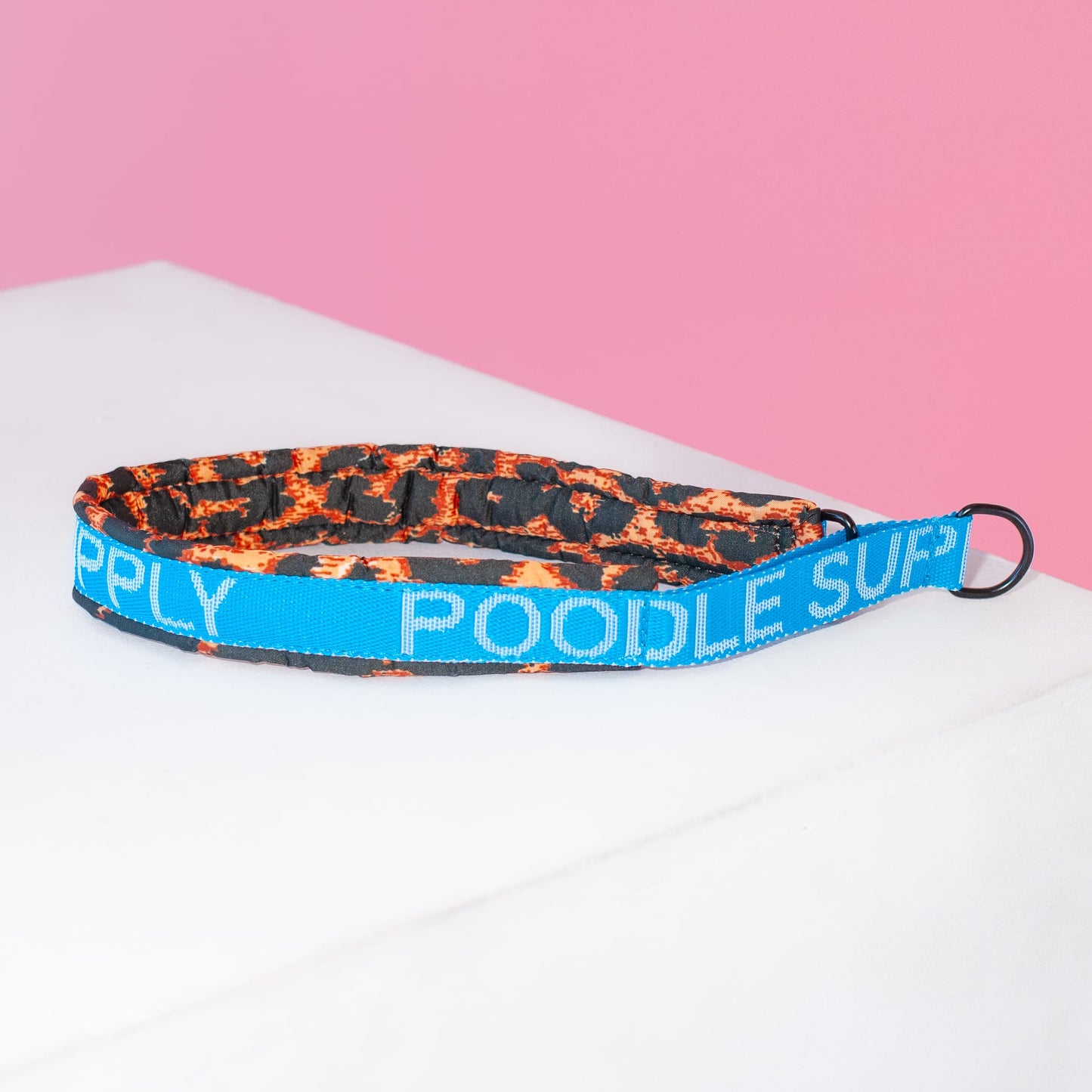 Poodle Mania Fluffy Martingale Satin Collar Blue Leopard