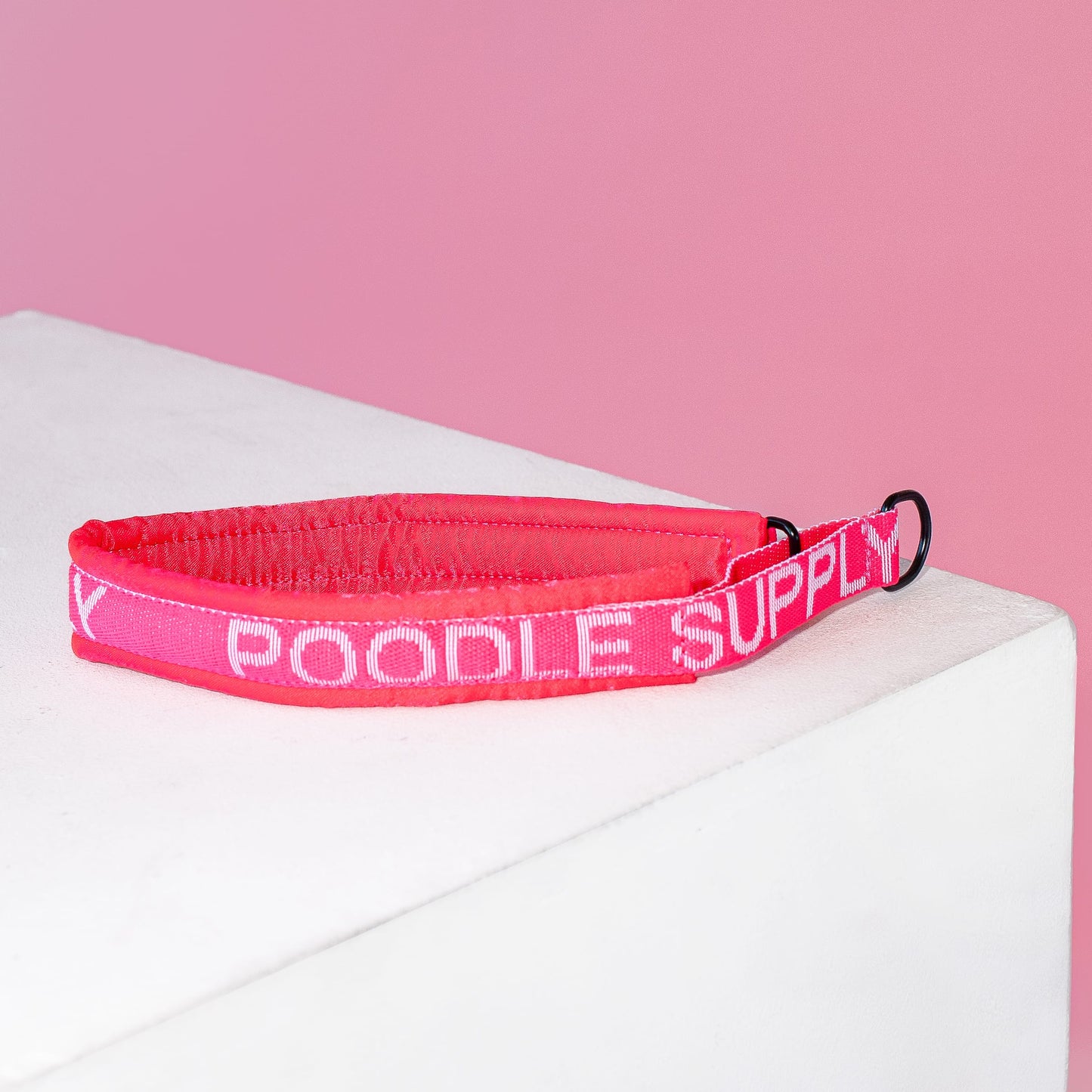 Poodle Mania Fluffy Martingale Satin Collar All Pink