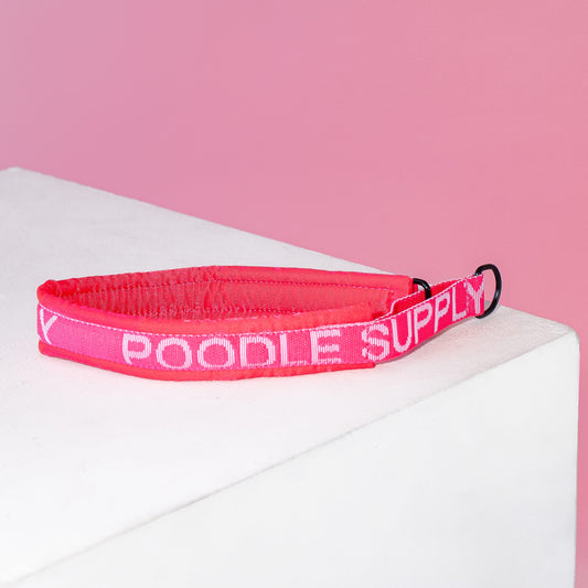 Poodle Mania Fluffy Martingale Satin Collar All Pink