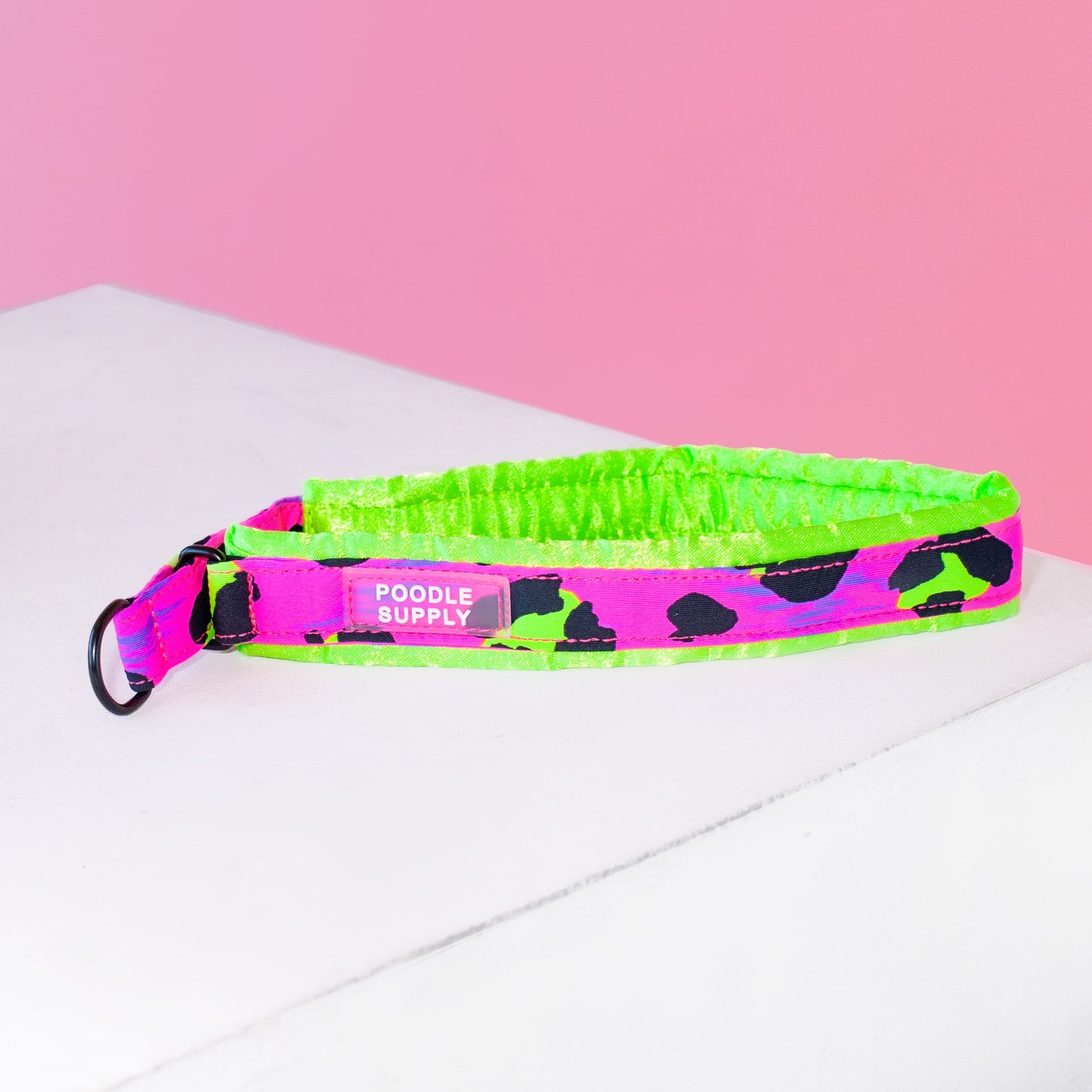 Poodle Mania Fluffy Martingale Satin Collar Lime Cheetah - THE ICON