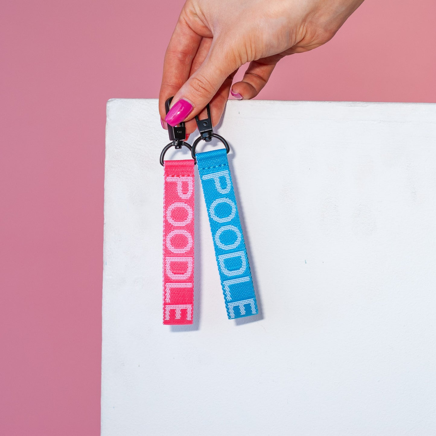 Poodle Mania Keychain Blue