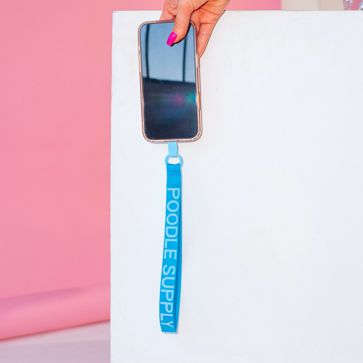 Poodle Mania Phone Lanyard Blue