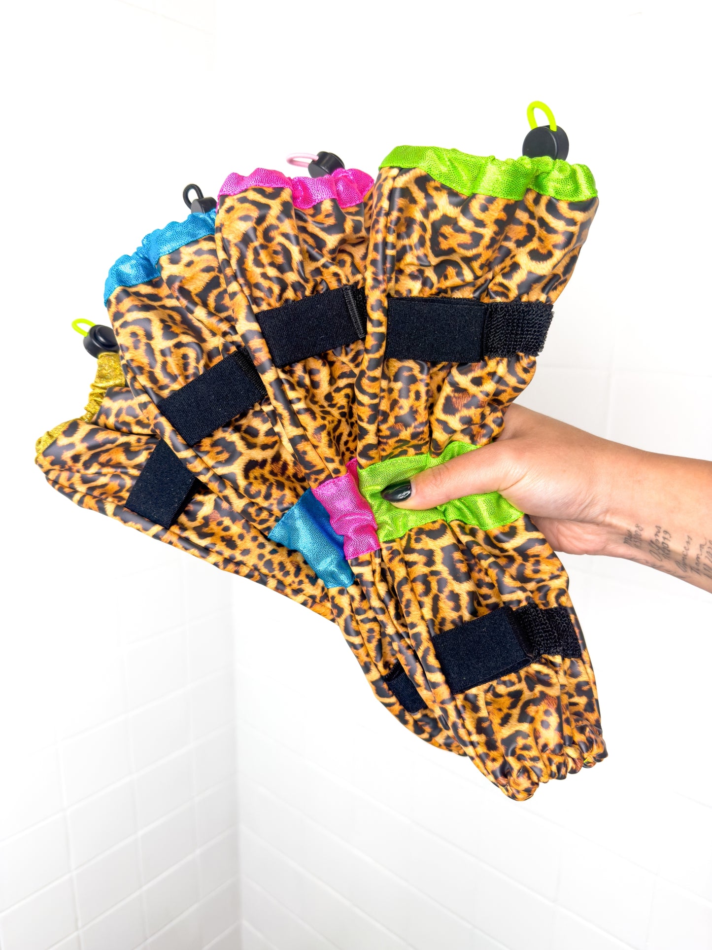 Poodle Supply Set 4 Leg Protectors Pink Full Leopard Limited Edition