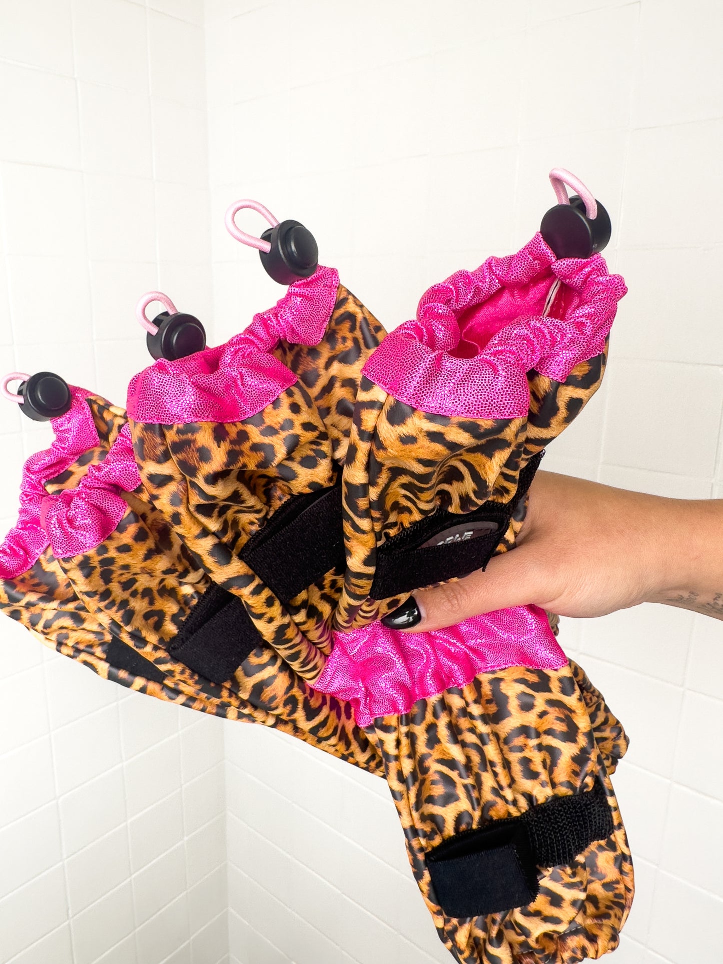 Poodle Supply Set 4 Leg Protectors Pink Full Leopard Limited Edition