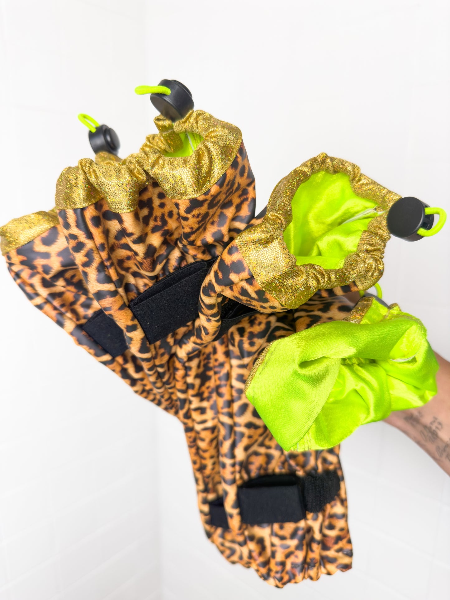 Poodle Supply Set 4 Leg Protectors Gold Full Leopard Limited Edition