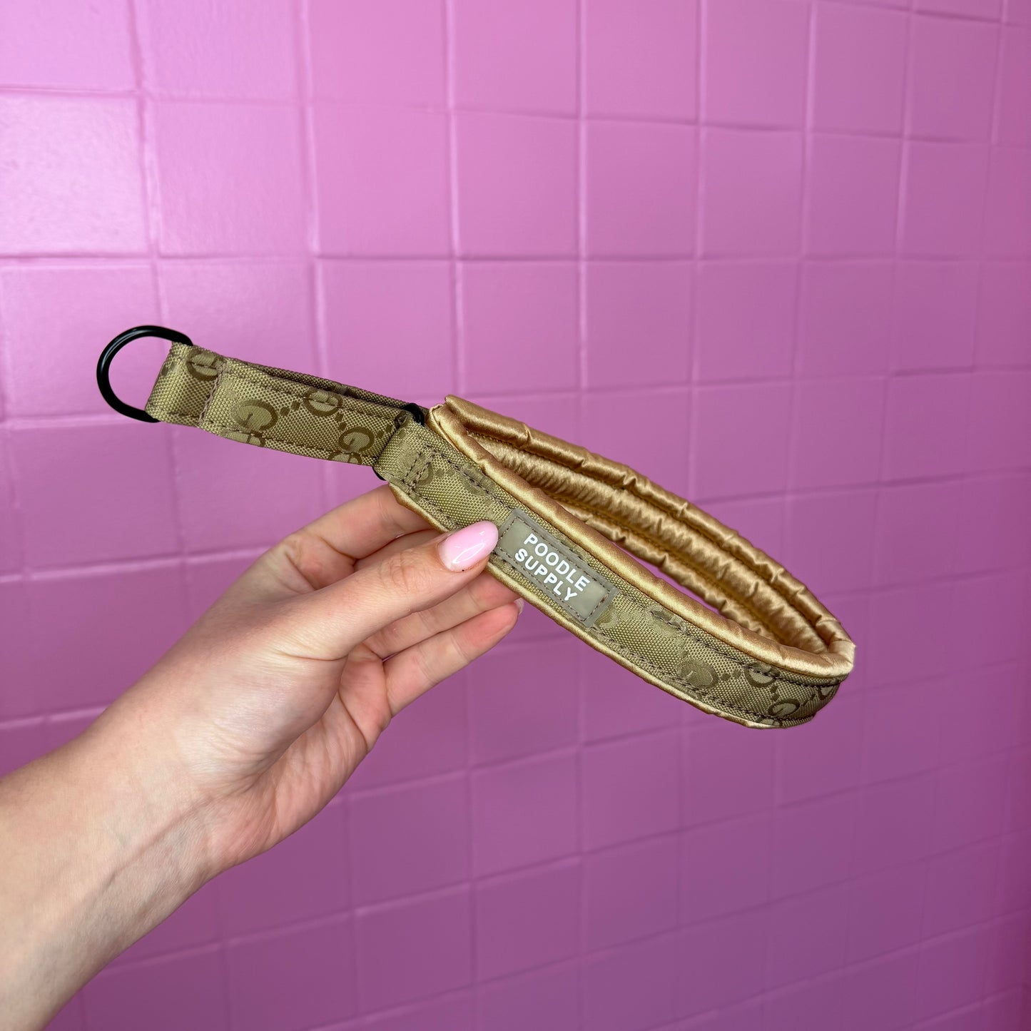 Poodle Mania Fluffy Martingale Satin Collar Italian Designer Beige