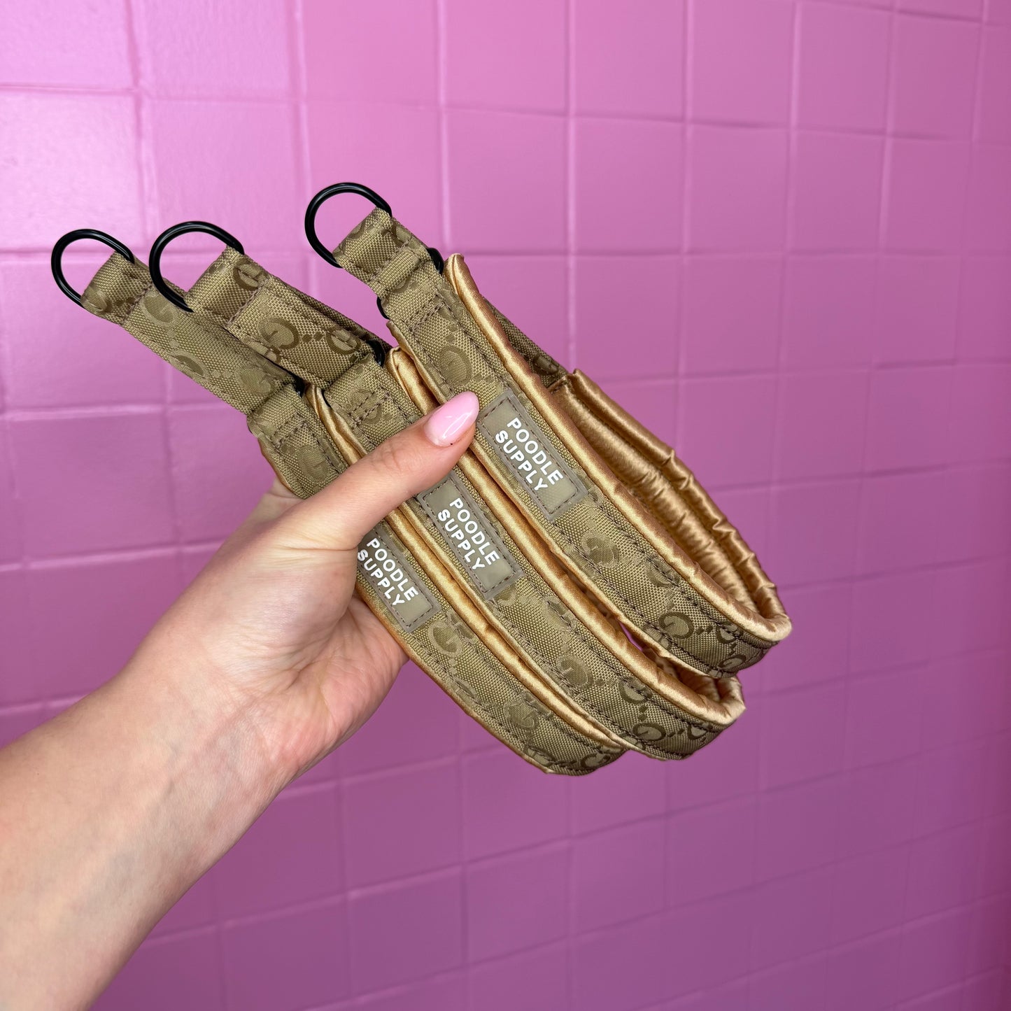 Poodle Mania Fluffy Martingale Satin Collar Italian Designer Beige