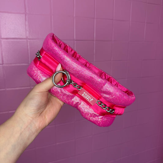 Fluffy Chain Collar - Hot Pink