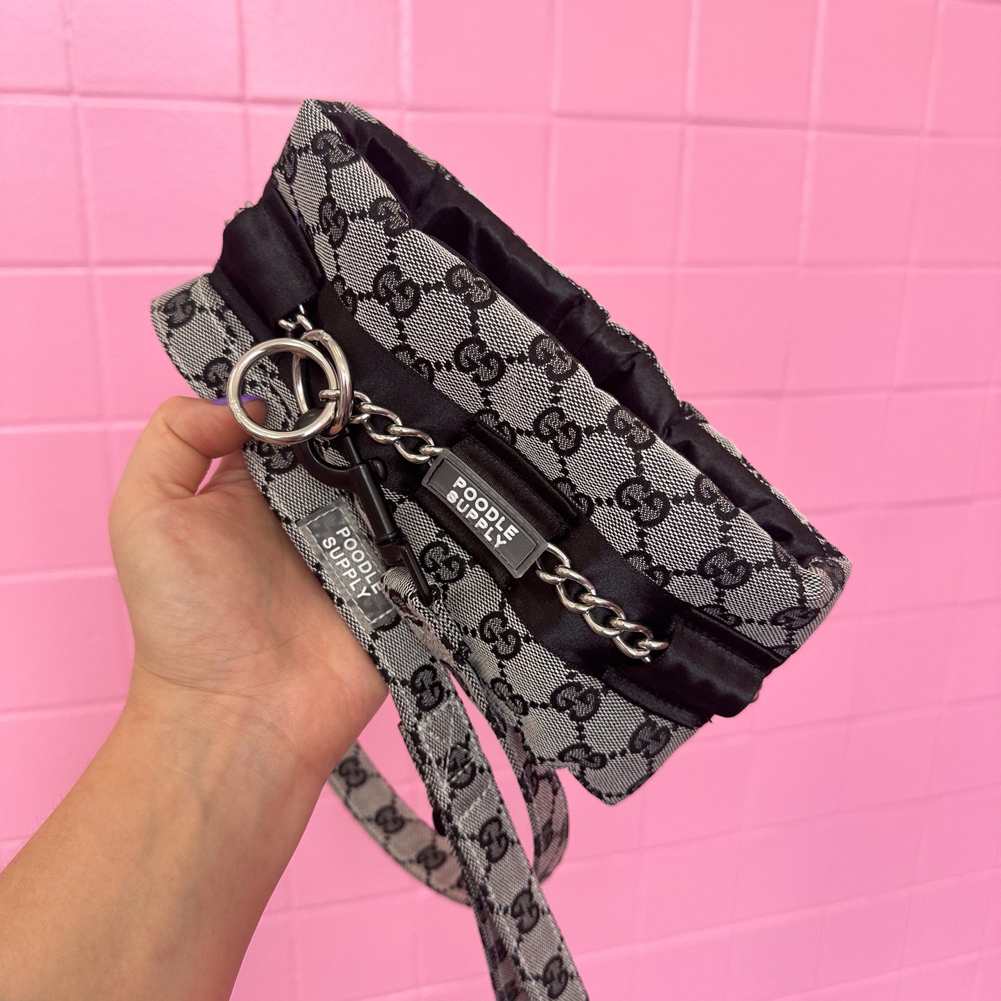 Fluffy Chain Collar Italian Designer Black