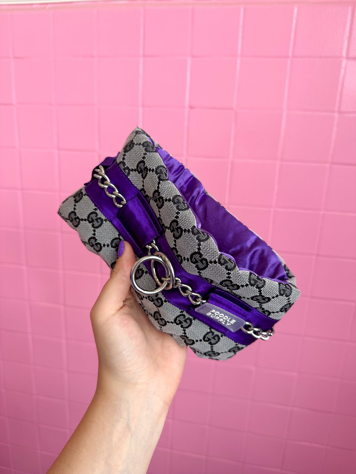 Fluffy Chain Collar Italian Designer Purple