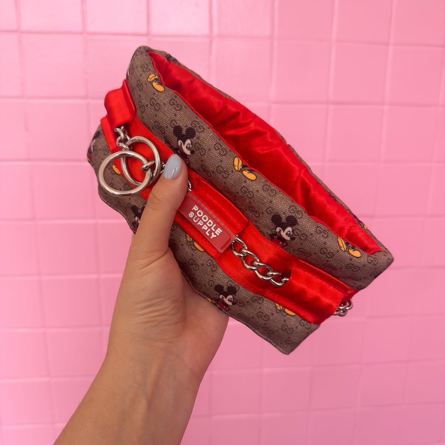 Fluffy Chain Collar Italian Designer Red Limited Edition