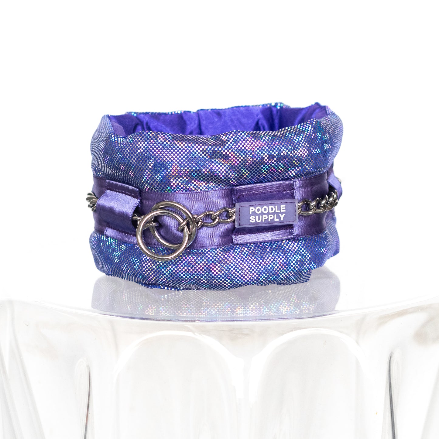 Fluffy Chain Collar Holographic Purple