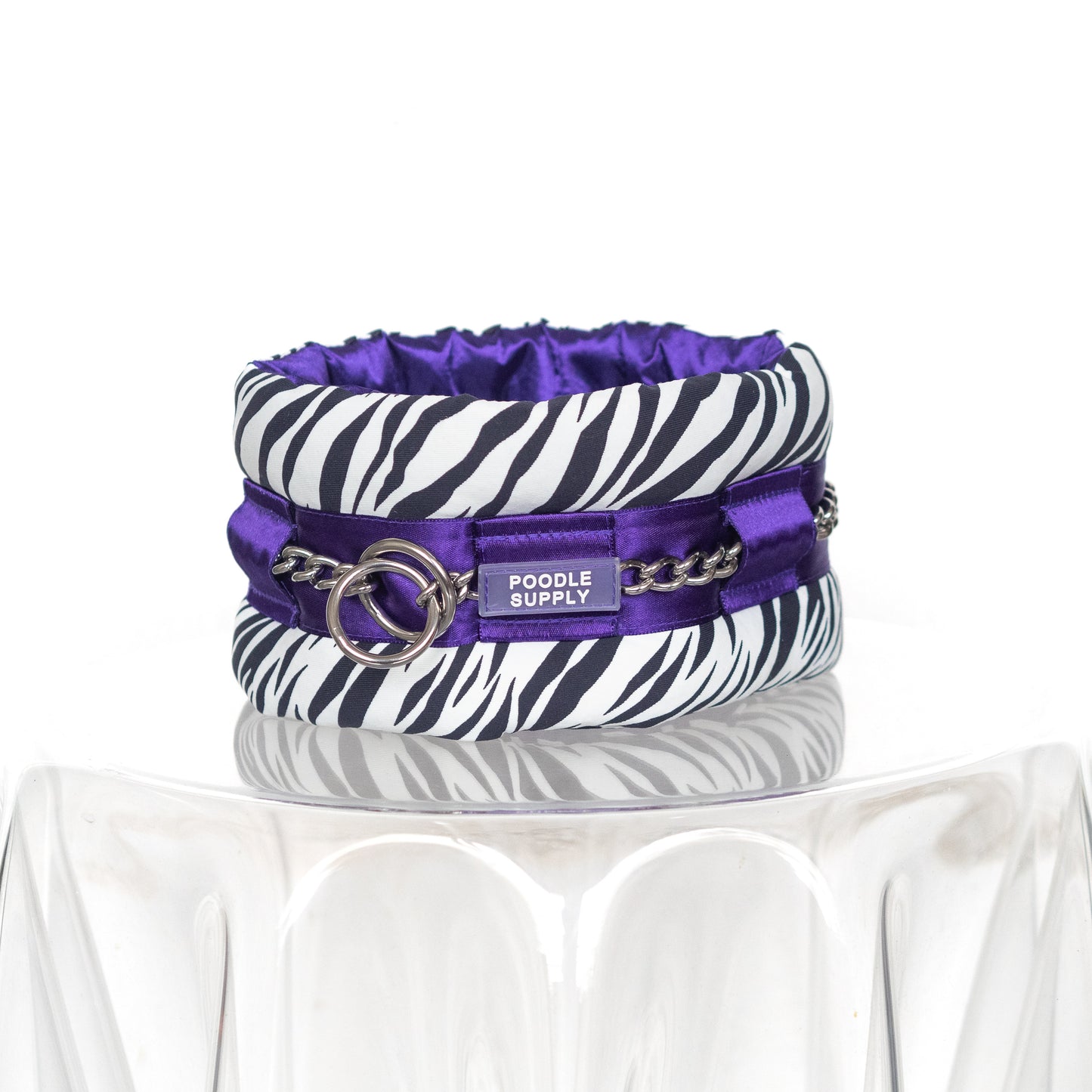 Fluffy Chain Collar Purple Zebra