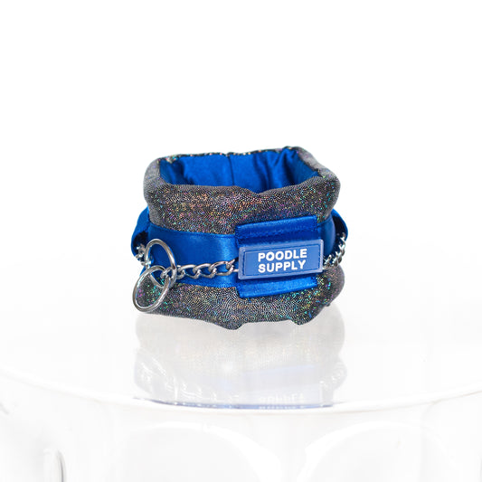 Fluffy Chain Collar Blue Holographic