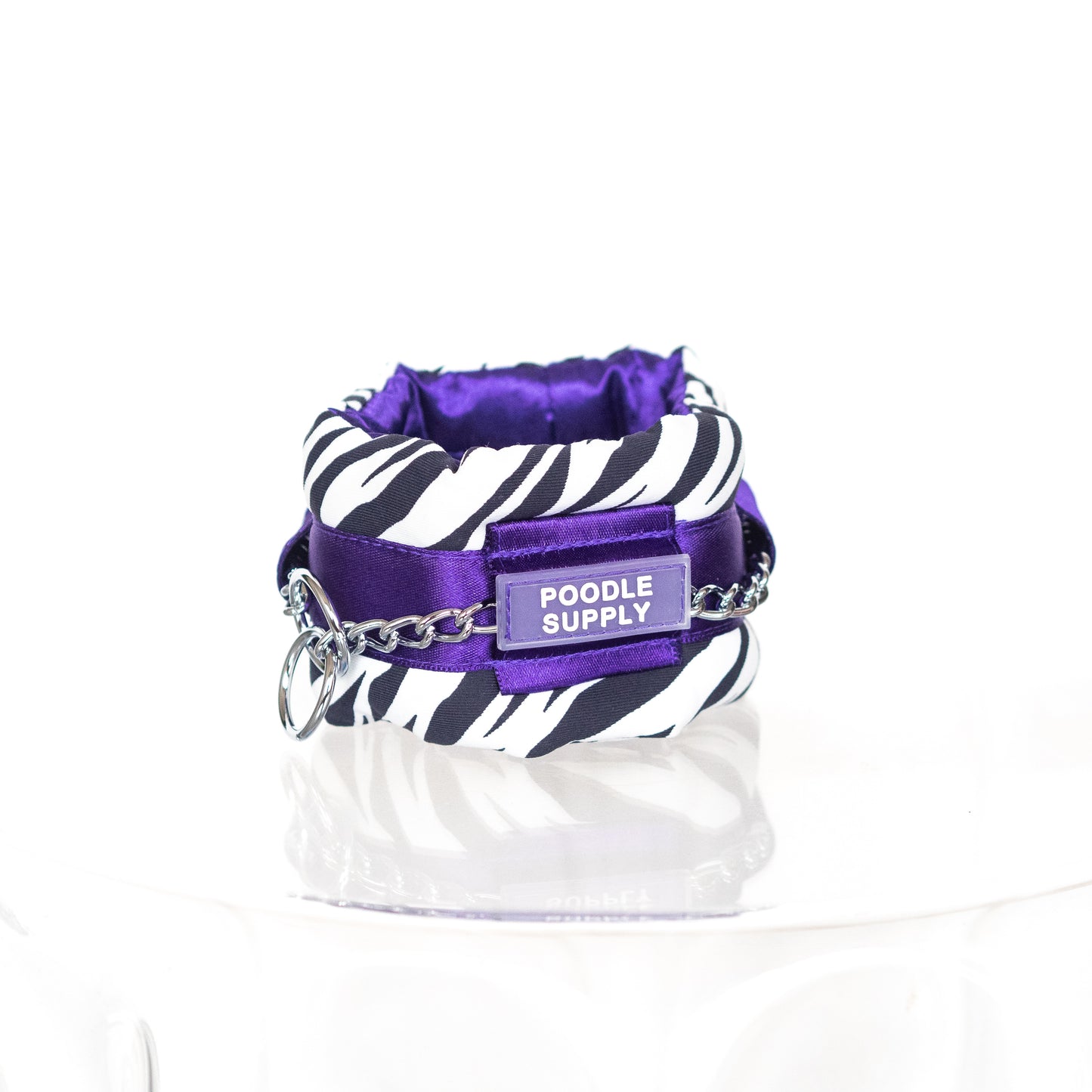 Fluffy Chain Collar Purple Zebra