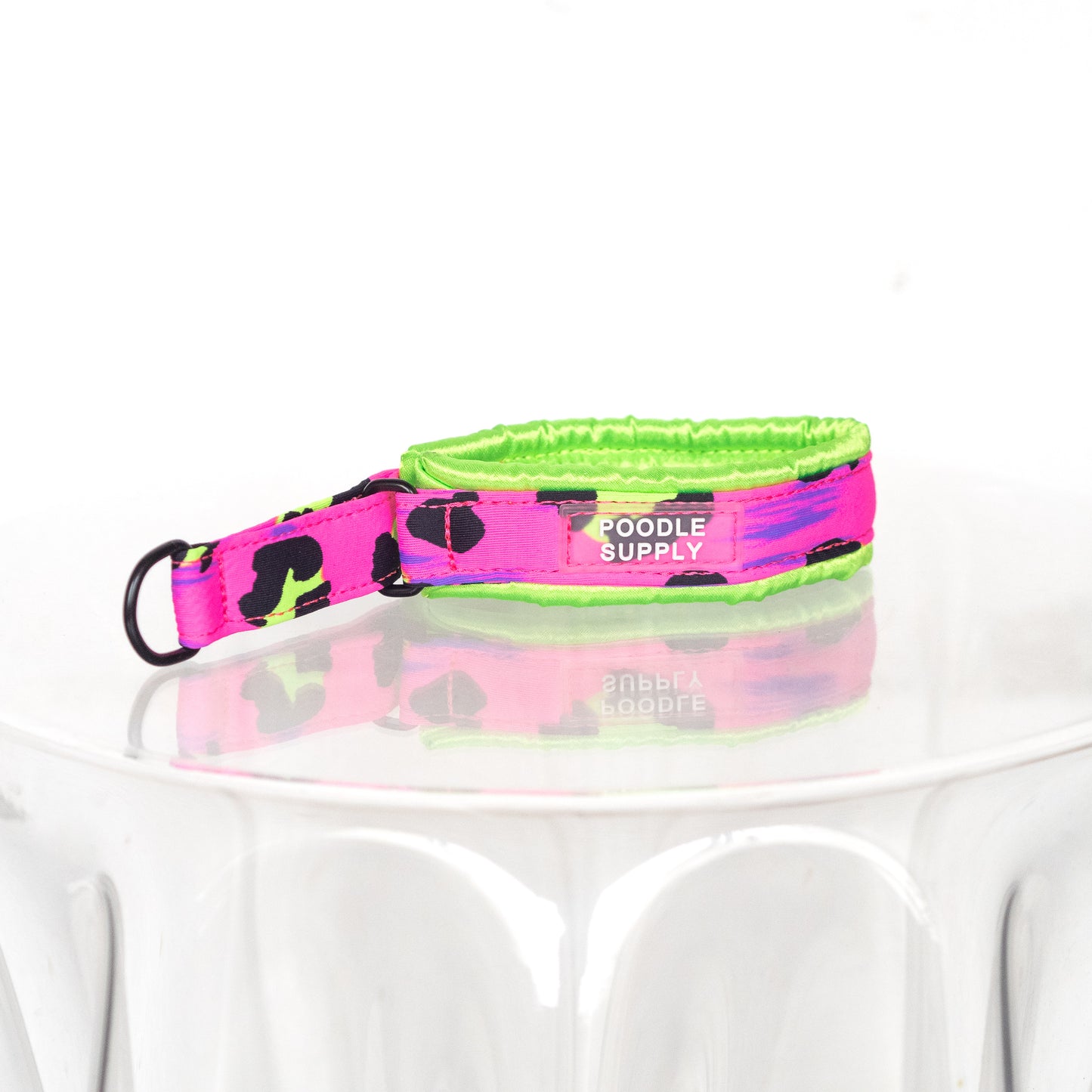 Fluffy Martingale Collar Electric Lime Cheetah